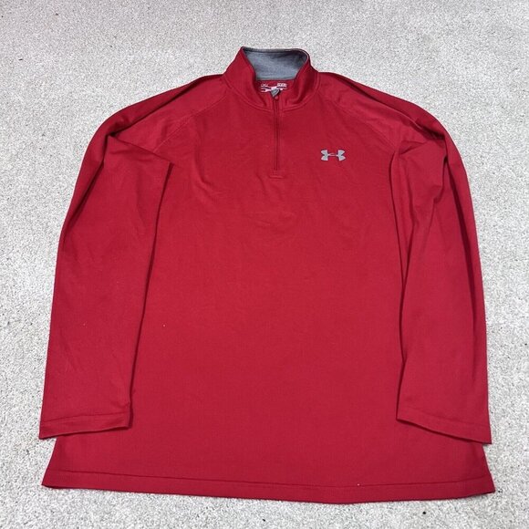 Under Armour Activewear Jacket Men’s Red Long Sleeve 1/4 Zip Pullover Sz Small - Picture 5 of 10